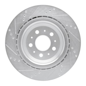Tesla Model 3 Brake Rotor (1) - Rear Right - R1 Concepts - Drilled & Slotted - Silver - `17-`25